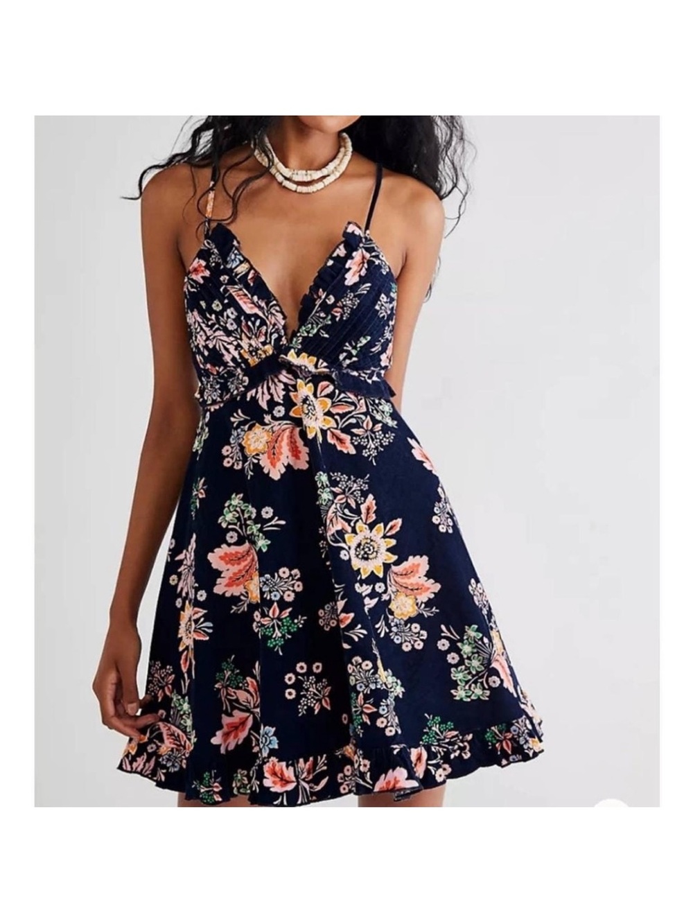FREE PEOPLE Corduroy Floral Mini Dress